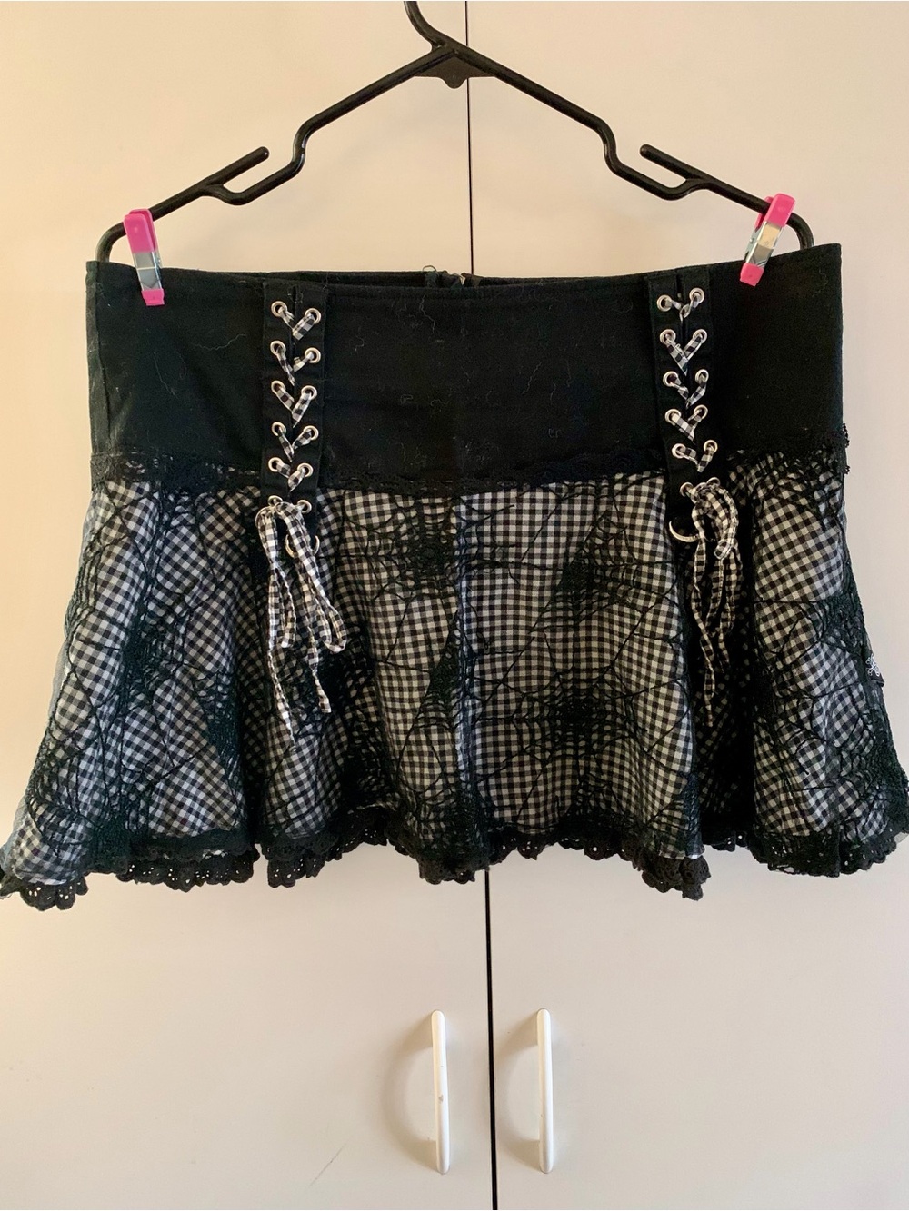 Y2K Tripp NYC Women's Black and White Spider Web Corset Skirt #0001